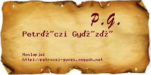 Petróczi Győző névjegykártya